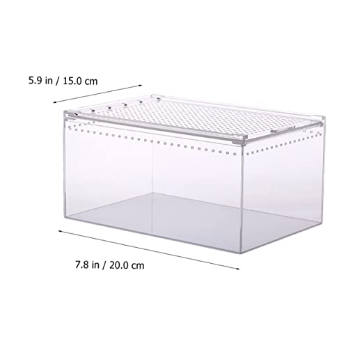 POPETPOP Reptile Breeding Box, Reptile Feeding Container Aquarium Breeding Tank Transparent Feeding Box Terrarium Habitat for Snake Turtle Lizards（7.86X5.89X3.93in）