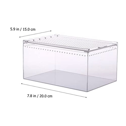 POPETPOP Reptile Breeding Box, Reptile Feeding Container Aquarium Breeding Tank Transparent Feeding Box Terrarium Habitat for Snake Turtle Lizards（7.86X5.89X3.93in）
