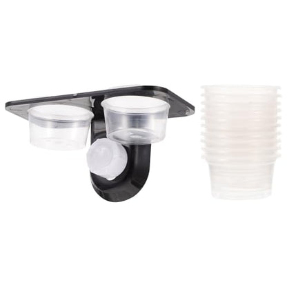 Cabilock Reptile Food Bowl with Suction Cup, Escape Proof Plastic Feeder Dish, Double Compartment Water and Food Basin for Tree-Dwelling Lizards and Geckos, Includes 10 Feeding Cups
