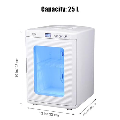 25L Portable Reptile Egg Incubator, Digital Temperature Control, Dual 12V/110V Power, White with Handle & View Window, for Reptiles, Birds & Small Animals