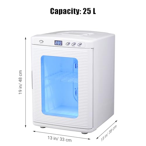 TROPOW 25L Reptile Incubator, Scientific Lab Incubator for Hatching Eggs, Digital Cooling Temperature Controlled with 5°c-60°c, Heating and Cooling for Small Reptiles, 12V/110V, White