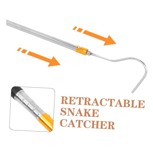 HANABASS 1.5m Telescoping Snake Hook with Adjustable Stainless Steel Snake Handling Tool for Safe and Efficient Capture of Various Portable Reptile Accessory