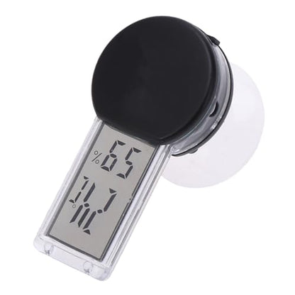 BESPORTBLE Suction Cup Thermometer Hygrometer Combo for Reptile Terrarium Indoor Temperature and Humidity Portable Wall Mountable Black for Home Office Use