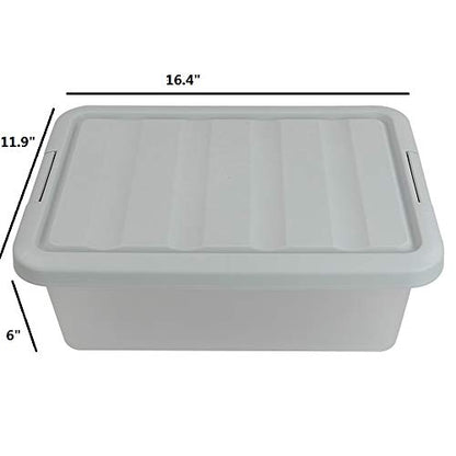 14 Quart Plastic Storage Box, Clear Storage Bin with Lid, 2 Packs - color: Grey