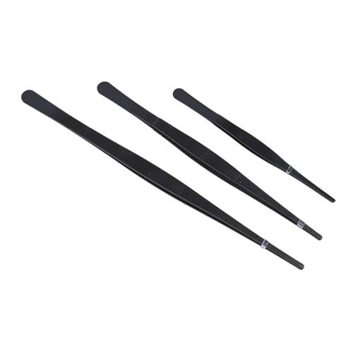TOPINCN Reptile Feeding Long Tongs, Prevent Slip Stainless Steel Reptile Feeding Tweezers Set Easy Cleaning for Snake (Straight)