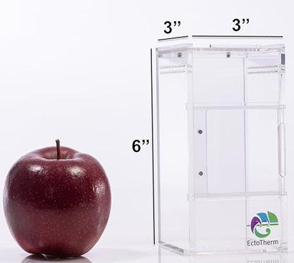 EctoTherm Jumping Spider Enclosure - Complete Acrylic Terrarium Habitat for Spiders, Tarantulas, Praying Mantis - Small Spider House with Front Opening Door - Bug Enclosure for Arboreal Species - size: Small