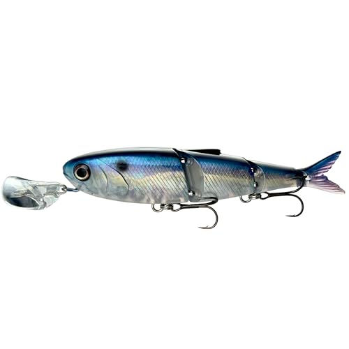 Headbanger Spitfire Topwater Fishing Lure (4-1/2" & 6-1/2") – Hybrid Wakebait & Propbait for Bass, Pike & Musky – Hard Body Swimbait with Action Lip & VMC Hooks - color: Natural Shad, size: 6-1/2"