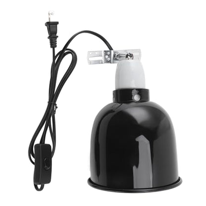 Fockety Repta Clamp Lamp, Deep Dome Reptile Heat Lamp Fixture, 360 Degree Rotating Stainless Steel UVA UVB Lampshade Heating Light Cover for Lizards Turtles Snakes Bulb Not Included (US