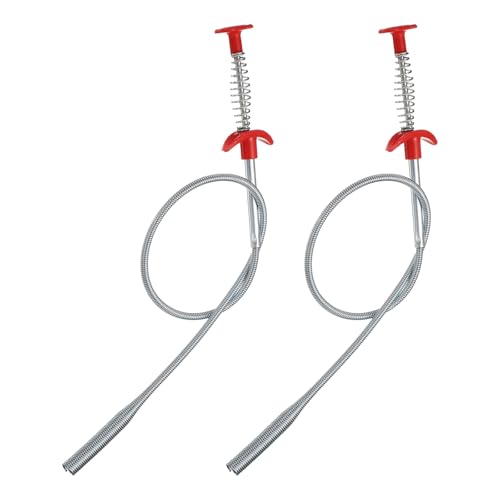 HARFINGTON 2pcs Flexible Grabber Claw Pick Up Tool 0.47" Dia. 35" 4 Claws Stainless Steel Cleaning Hook Unclog Sink Sewer Hair Drain Cleaner Sink Unclogger for Toilet Bathtub Sewer, Silver