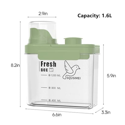 1.7 Qt/1.6 L Bird Seed Storage Container with Lids Airtight Measuring Cup, Bird Seed Dispenser Pet Food Container Are Used to Store Bird Food, Chicken Feed BPA Free (1.6L, Green) - color: 1.6L,/Green