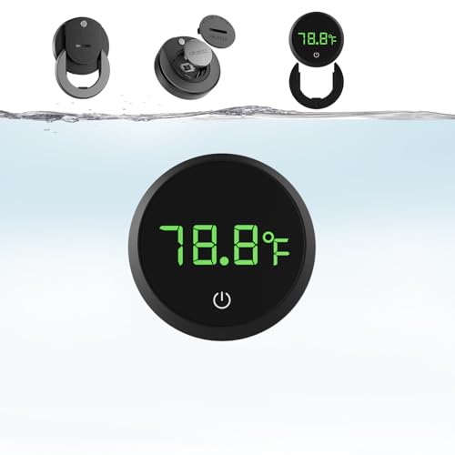 Carefree Fish Aquarium Digital Thermometer Cordless Replaceable Battery LED Display Temperature Measurement Error ±0.9℉(US Patent Number:D1038779S)