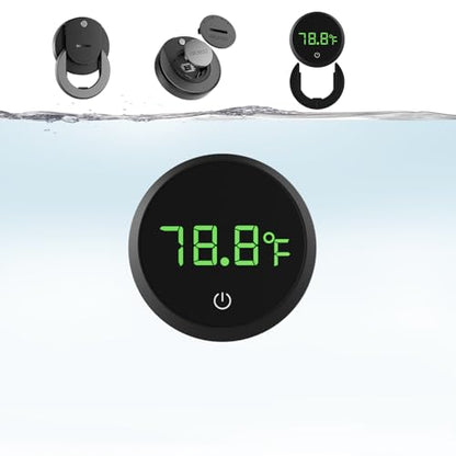 Carefree Fish Aquarium Digital Thermometer Cordless Replaceable Battery LED Display Temperature Measurement Error ±0.9℉(US Patent Number:D1038779S)