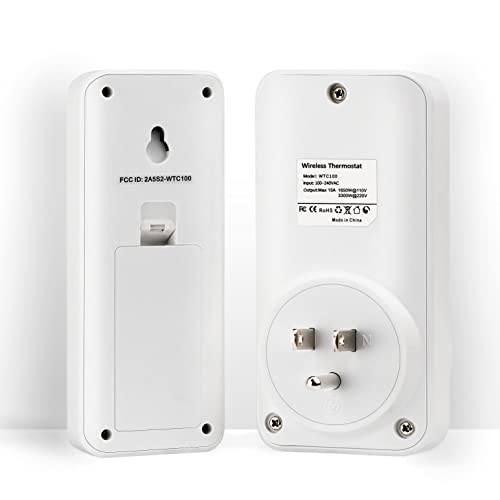 DIGITEN Wireless Thermostat Plug in Digital Temperature Controller Outlet Programmable Thermostat with Build-in Temperature Sensor Remote Control Greenhouse Thermostat Outlet Plug for Heater - style: 1.Temperature is detected by the Remote.