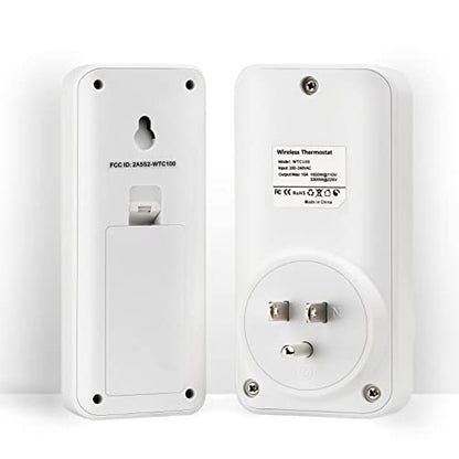 DIGITEN Wireless Thermostat Plug in Digital Temperature Controller Outlet Programmable Thermostat with Build-in Temperature Sensor Remote Control Greenhouse Thermostat Outlet Plug for Heater - style: 1.Temperature is detected by the Remote.