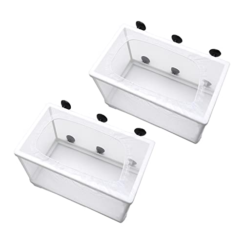 Anxingo 2 Pack Fish Tank Breeder Net,Fish Isolation Breeding Hatching Box, Plastic Frame Hatching Box Separation Net Breeding Box with Suction Cup for Aquarium
