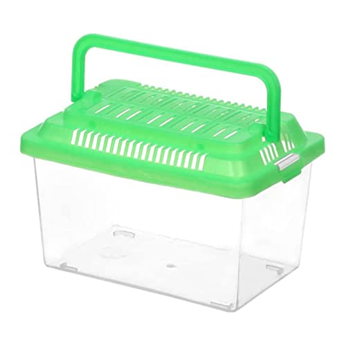 Ipetboom Portable Fish Tank 5.11X3.54X3.54 Inch Handheld Transparent Turtle Box Plastic Aquarium Reptile Carrier Small Pet Hamster Habitat - size: 13x9cm