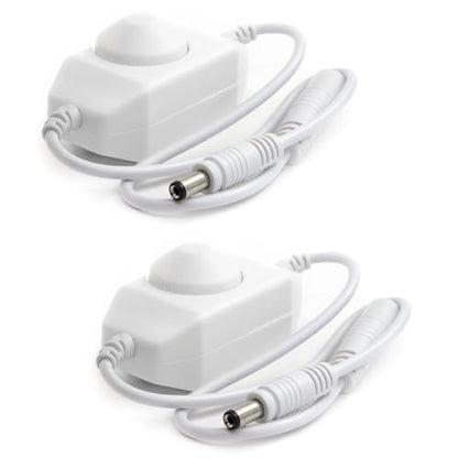 2pcs DC 12V-24V 3A LED Strip Dimmer Switch LED Tape Dimmer Controller PWM Rotary Dimmer 5.5mm x 2.1mm DC Jack for COB LED Strip SMD 5050 3528 2835 5630 LED Ribbon LED String Light, White - color: White(2pcs)