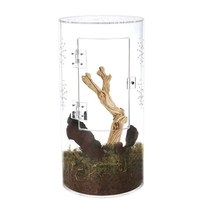 Yosoo Transparent Acrylic Reptile Enclosure for Jumping Spiders, Arboreal Spiders, Lizards, and Snails with 360 Visibility, Robust Design, and Front Opening Door, 6.2 x 3.5in, Tall