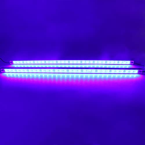 LEDENET 440nm Blue Waterproof LED Grow Light Strips, 12V DC Aquarium LED Strip Aluminum Lighting, 2 pc 20" Blue Boat Rigid LED Lights Strips, Marine LED Lights Bar - size: 2 x 20'' 440nm