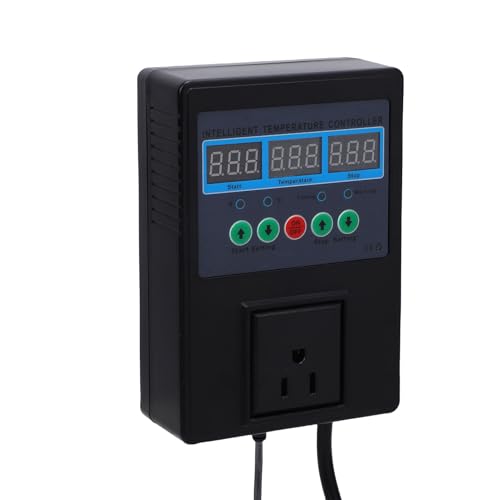Digital Temperature Controller Socket, 3300W Thermostat Outlet, Power Isolation Controller with Durability-Optimized, Ideal for Greenhouse Cultivation, Reptile Control & Fish Tanks (US Plug)