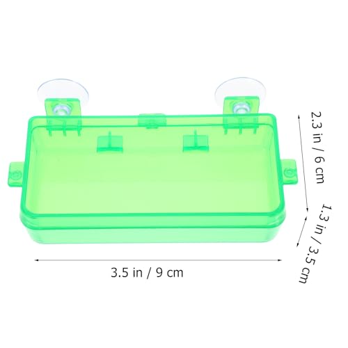 Cabilock 2pcs Small Green Reptile Feeders with Suction Cups, Escape-Proof Multi-Function Water and Food Bowls for Lizards, Geckos, Bearded Dragons, Sturdy Reusable Terrarium Feeding