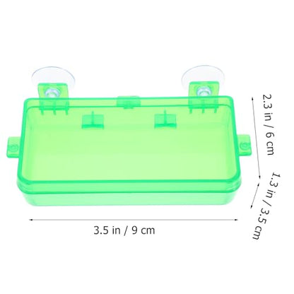 Cabilock 2pcs Small Green Reptile Feeders with Suction Cups, Escape-Proof Multi-Function Water and Food Bowls for Lizards, Geckos, Bearded Dragons, Sturdy Reusable Terrarium Feeding