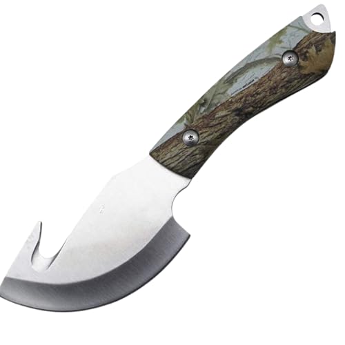 Snake Eye Tactical Fixed Blade Knife, All in One Skinning Knife with Gut-Hook, for Hunters and Outdoors Enthusiasts (White) - color: White