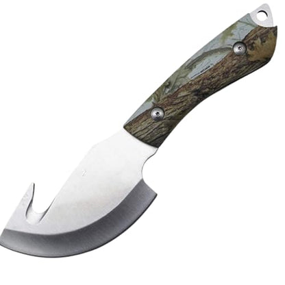 Snake Eye Tactical Fixed Blade Knife, All in One Skinning Knife with Gut-Hook, for Hunters and Outdoors Enthusiasts (White) - color: White