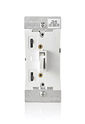 Leviton Toggle Slide Dimmer Switch for Dimmable LED, Halogen and Incandescent Bulbs, TSL06-1LW, White - color: White