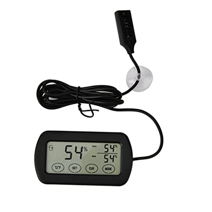 Compact LCD Display Thermometer Hygrometer, Easy Reading Digital Sensor with Suction Cup for Reptile Tanks, Pet Cage, Plant Pot, Food Storage, and More.