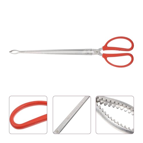 ULTECHNOVO Stainless Steel Snake Grabber Tool for Yard, 20.50" Curved Serrated Long Handle Eel Tongs, Heavy Duty Fish Loach Clamp & Chestnut Picker for Outdoor Camping Gardening
