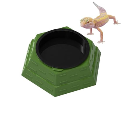 Reptile Food Bowl Plastic Water Feeder Bowls Anti- Escape Mini Round Reptile Feeder for Lizard, Gecko,Cricket, Leopard Gecko etc (Small) - size: Small