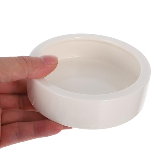 Reptile Feeding Bowls with Stable Desktop Standing Ceramic 2 Pcs for Small Lizards and Anti-Escape Design, White Round Food and Water Dishes for Reptile Feeding