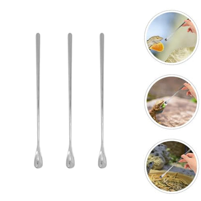 Housoutil 3pcs Lizard Feeding Spoons Handle Pet Food Tools for Bearded Dragon Reptiles Easy to Use Feeding Utensils - color: As Shown