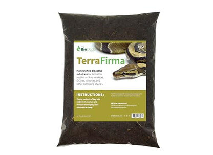 The Bio Dude Terra Firma Reptile Substrate 18 quarts for bioactive terrariums, habitats and vivariums. Great for Ball Pythons, Milk Snakes, King Snakes, Corn Snakes and Blue Tongue Skinks