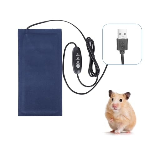 Small Reptile Heating Pad Mat, 25X12x5cm Reptile Heat Pad USB Powered with 3 Adjustable Temperature Small Animal Heating Pad USB Heating Pad for Bearded Dragon/Snake Small Animals(Small)