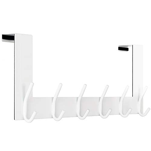 WEBI Over The Door Hooks:Door Hanger Over The Door Towel Rack,Door Coat Towel Hanger Door Coat Rack 6 Hooks for Hanging Clothes,Jacket,Hats,Bathroom,White - color: White, size: 1 Pack
