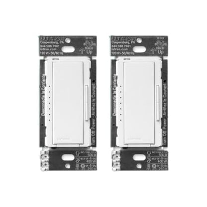 Lutron Maestro PRO LED+ Dimmer Switch, 250W LED/500W ELV/400VA MLV, Neutral Optional, Single Pole/Multi-Location, 120V, MA-PRO-WH-2, White, 2 Pack - color: White, size: 2 Pack, style: PRO Dimmer