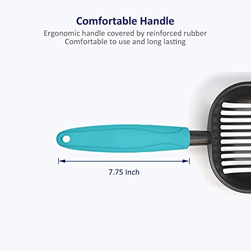 WePet Cat Litter Scoop, Non-Stick Plated Aluminum Alloy Sifter, Kitty Durable Metal Scooper, Deep Shovel, Long Handle, Kitten Pooper Lifter, Size Large, Coated Black Body with Turkish Blue Handle - color: #02 Turkish Blue, size: Large