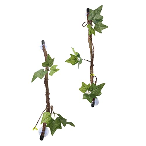 Totority 2 Pcs Reptile Vines for Terrarium Decoration Bendable Jungle Branches Suction Cup Accessories for Lizard Snake Gecko and Other Small Pets