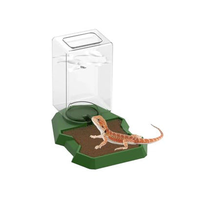 Reptile Water Dispenser with Bottle,Prevent Drowning Water Dispenser,Reptile Water Feeder with Absorbent Cotton, Feeding Accessories for Terrarium Tank, Turtle, Geckos, Lizards (Brown, 18x13x8cm) - color: brown