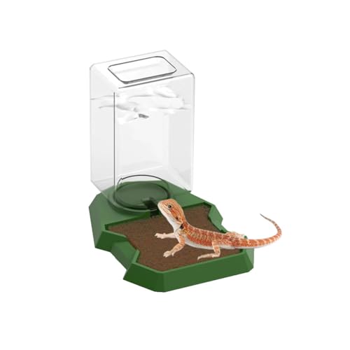 Reptile Water Dispenser with Bottle,Prevent Drowning Water Dispenser,Reptile Water Feeder with Absorbent Cotton, Feeding Accessories for Terrarium Tank, Turtle, Geckos, Lizards (Brown, 18x13x8cm) - color: brown