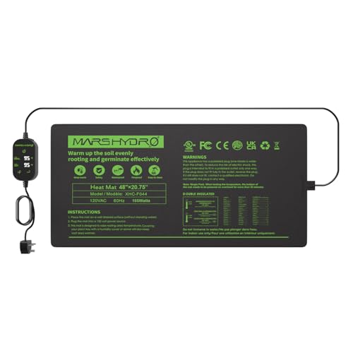 MARS HYDRO 48''x 20.75'' Seedling Heat Mat with Thermostat Heating Pad IP67 Waterproof, Easy to Clean, for Seedling, Germination, Clone, Reptile - size: 48'' x 20.75''with Built-in Thermostat