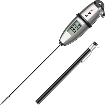 TempPro TP02S Digital Food Thermometer for Cooking Bread Baking Sourdough Liquids, Meat Thermometer Digital with Super Long Probe for Kitchen Candy Making Gift for Dad Husband (Previously ThermoPro)