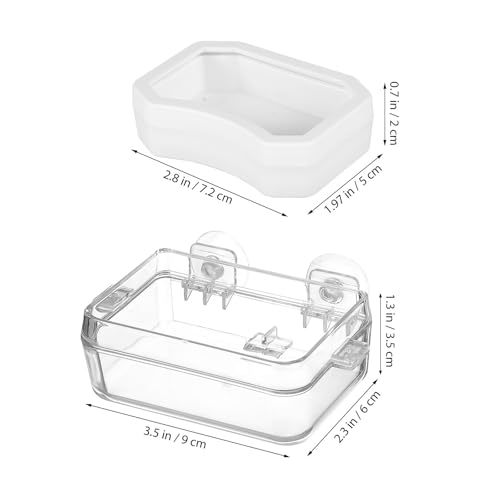 BESPORTBLE 2pcs Reptile Feeder Feeding Bowl Set with Strong Suction Cup for Frogs and Spiders, Plastic Water and Food Dish Adsorbed on Smooth Surfaces for Feeding and Watering