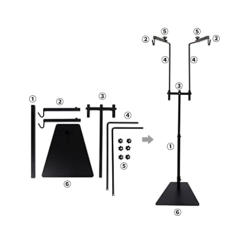 Reptile Heat Lamp Stand, Pet Lamp Holder, Adjustable Metal Floor Light Lamp Bracket Support for Reptile Small Animals or Succulent Plants Glass Terrarium (2 Hooks)