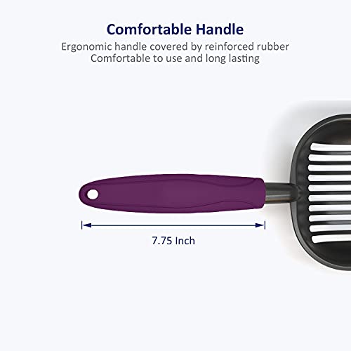 WePet Cat Litter Scoop, Non-Stick Plated Aluminum Alloy Sifter, Kitty Durable Metal Scooper, Deep Shovel, Long Handle, Kitten Pooper Lifter, Size Large, Coated Black Body with Violet Handle - color: #07 Violet, size: Large