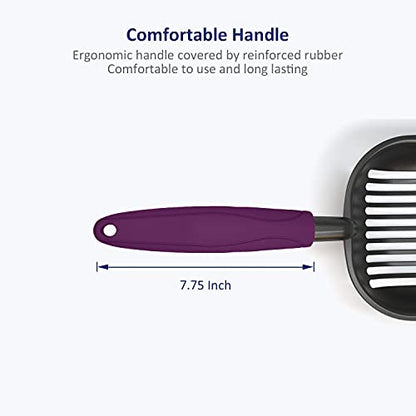 WePet Cat Litter Scoop, Non-Stick Plated Aluminum Alloy Sifter, Kitty Durable Metal Scooper, Deep Shovel, Long Handle, Kitten Pooper Lifter, Size Large, Coated Black Body with Violet Handle - color: #07 Violet, size: Large