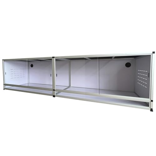 Extra Large PVC Reptile Terrarium 88x20x20, 152 Gallon Expandable Habitat with Tempered Glass Sliding Doors, Wide Vivarium Breeding Lounge Area, for Bearded Dragon Gecko Lizard Snake, White - color: White, size: Two 44x20x20''-76 Gallon with Kit