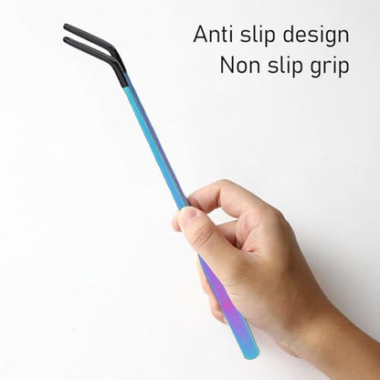 YUYTE Reptile Feeding Tongs with Rubber Tip, Reptile Feeder Tool Kit Stainless Steel Feeding Tweezers for Plants Pet Care and Gardening, Tank Accessories Aquariums Supplies